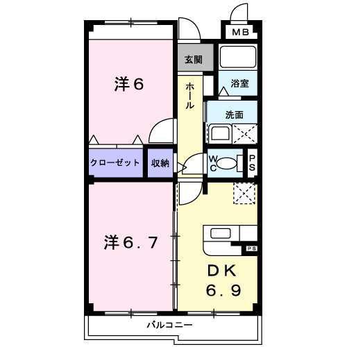 エクシブ(2DK/3階)の間取り写真