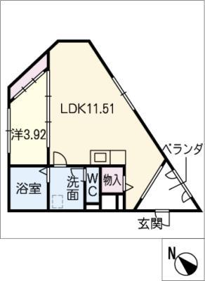 吹上ラ・ファイエット(1LDK/1階)の間取り写真