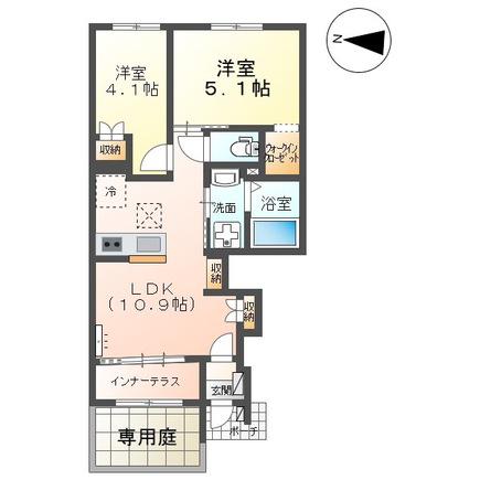 八街市 ペット飼育可 2LDK(2LDK/1階)の間取り写真