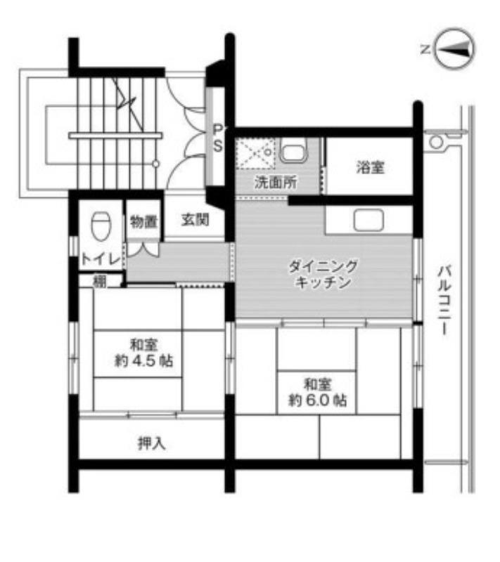 ビレッジハウス福崎(2DK/1階)の間取り写真