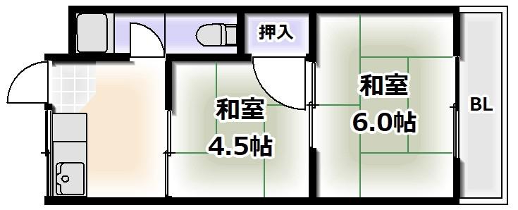 新ダイワビル(2K/5階)の間取り写真
