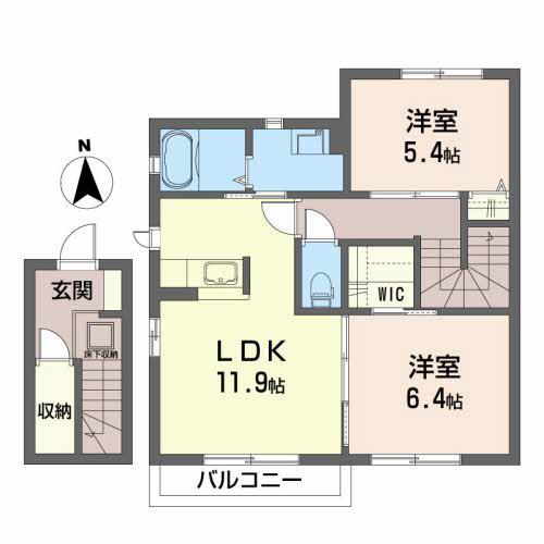 イノセントS II(2LDK/2階)の間取り写真