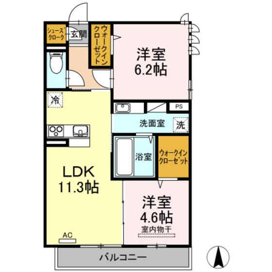 ハーベスト(2LDK/3階)の間取り写真