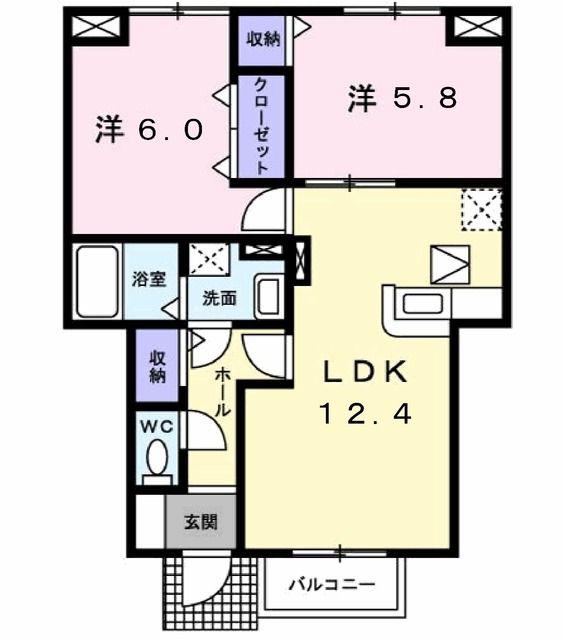 グランドキャニオン(2LDK/1階)の間取り写真