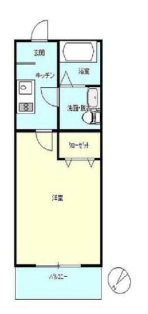 クオン古淵(1K/1階)の間取り写真
