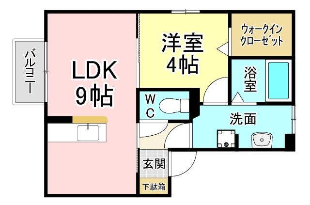 リバーサイド唐戸II(1LDK/2階)の間取り写真