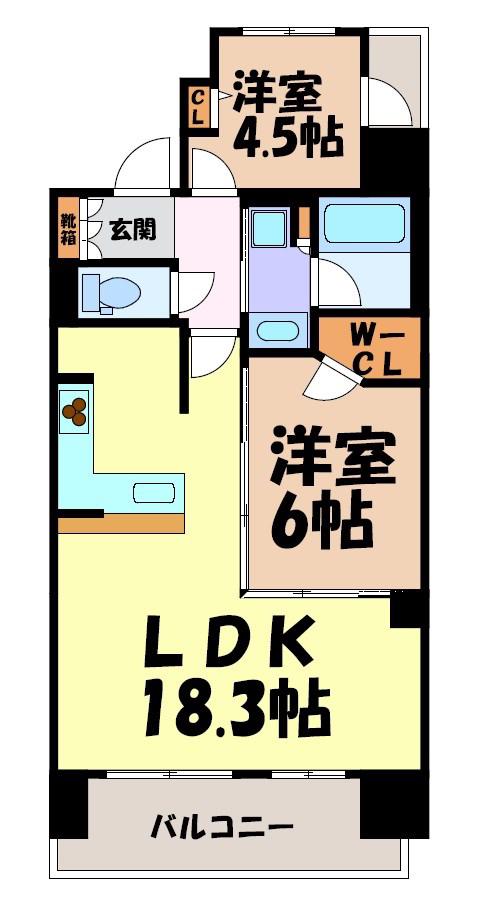 プレサンス グラン 栄 THE TOWER(2LDK/15階)の間取り写真