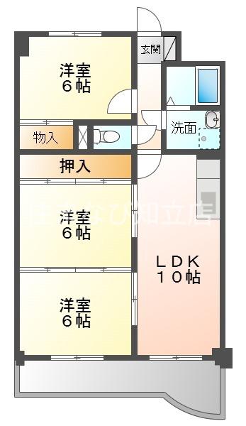 レジデンス東刈谷III(3LDK/2階)の間取り写真
