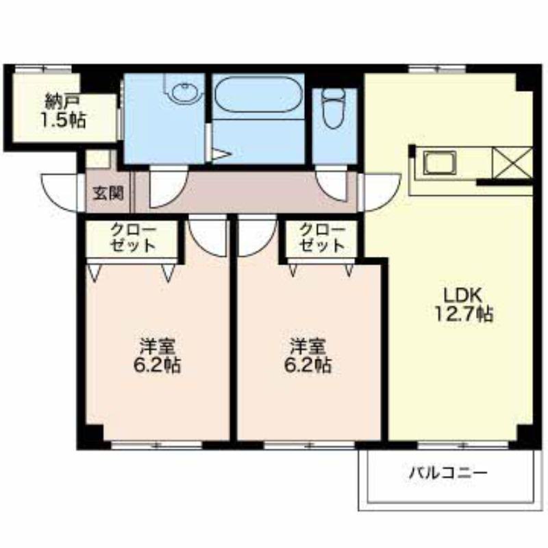 コンフォルト堀川(2LDK/2階)の間取り写真