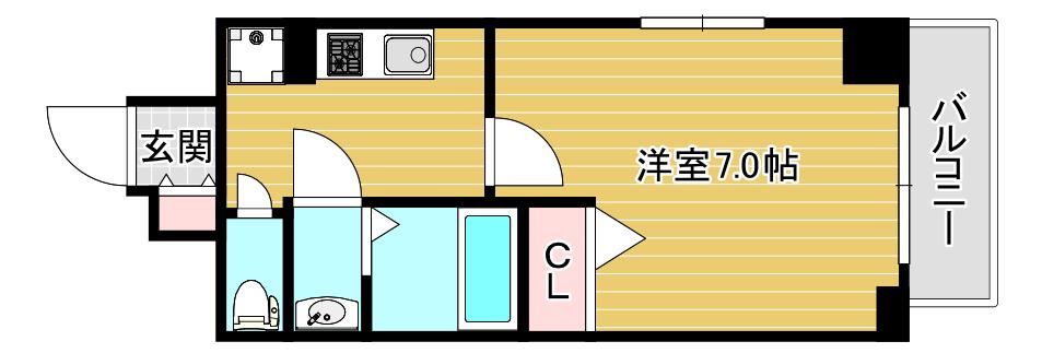 スワンズシティ難波ノーブル(1K/3階)の間取り写真