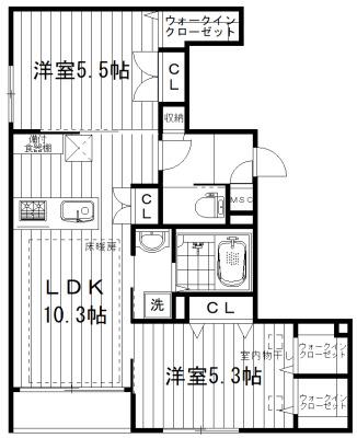 TRES RIOS(2LDK/1階)の間取り写真