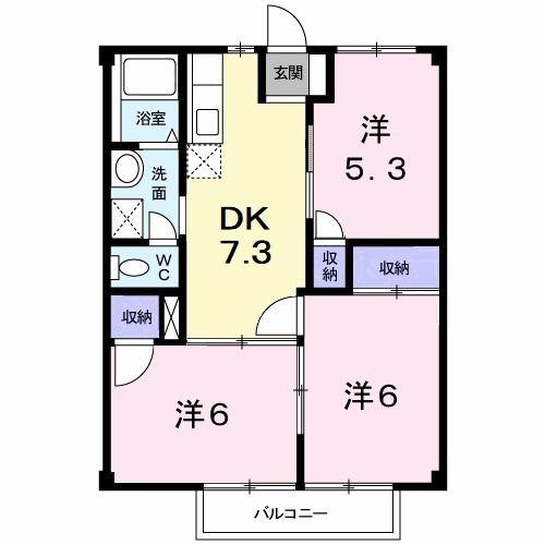 平成ヒルズ(3DK/2階)の間取り写真