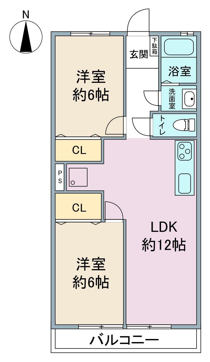 東名ビルディング(2LDK/5階)の間取り写真