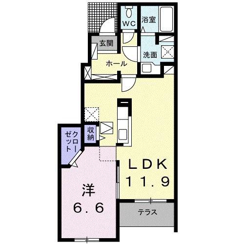 カルムメゾンG(1LDK/1階)の間取り写真