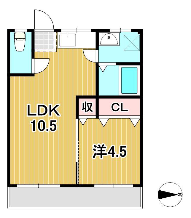 ヤママス東荘(1LDK/2階)の間取り写真