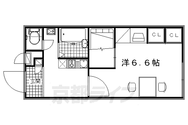 レオパレスヴィレッジ殿城(1K/2階)の間取り写真