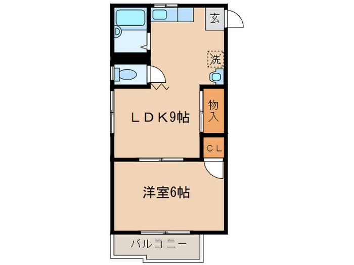 コーポ昴(1LDK/2階)の間取り写真
