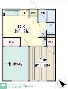 シティハイムエトワールA(2DK/2階)の間取り写真