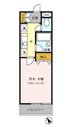 グランシャリオ(1K/2階)の間取り写真