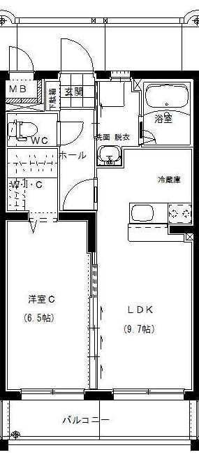 クレスト小松(1LDK/1階)の間取り写真