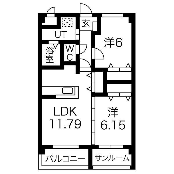 ヴィラ シャルム(2LDK/2階)の間取り写真