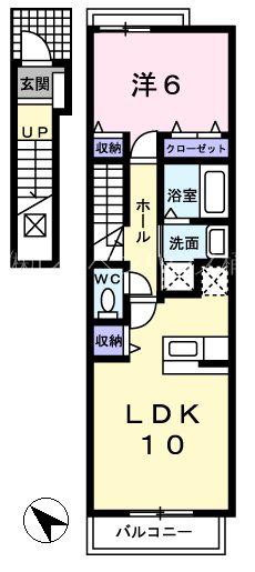メルヴェィユ― パルファン D(1LDK/2階)の間取り写真