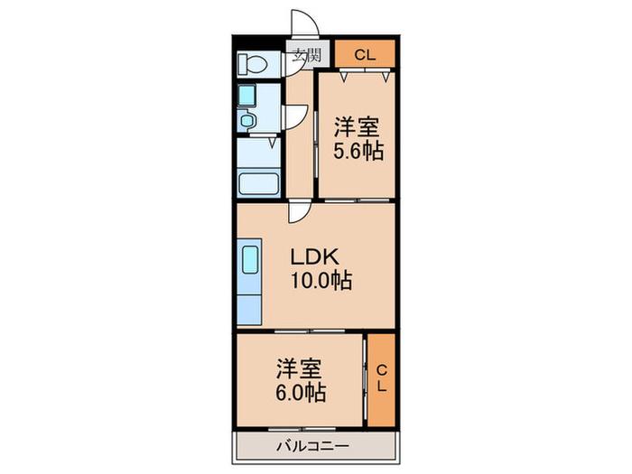 ヴァンベール柴島(2LDK/3階)の間取り写真