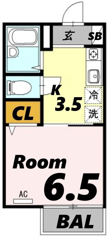 STEP夙川(1K/2階)の間取り写真