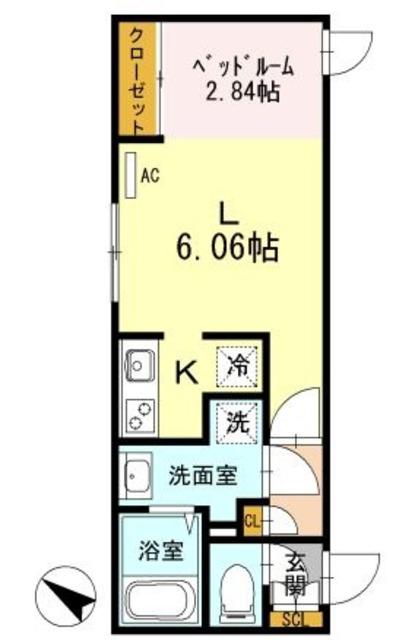 MODULOR白山II(1DK/3階)の間取り写真