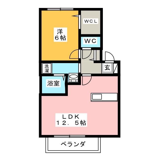 リビングタウンヴェルードC(1LDK/2階)の間取り写真