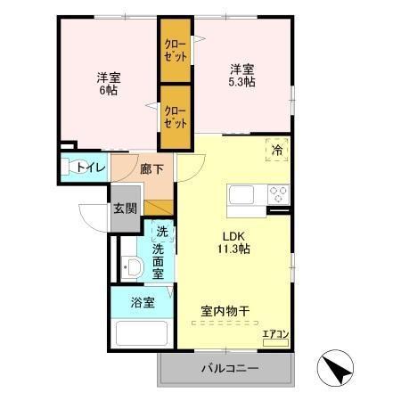 ロイヤルパレス2番館(2LDK/2階)の間取り写真