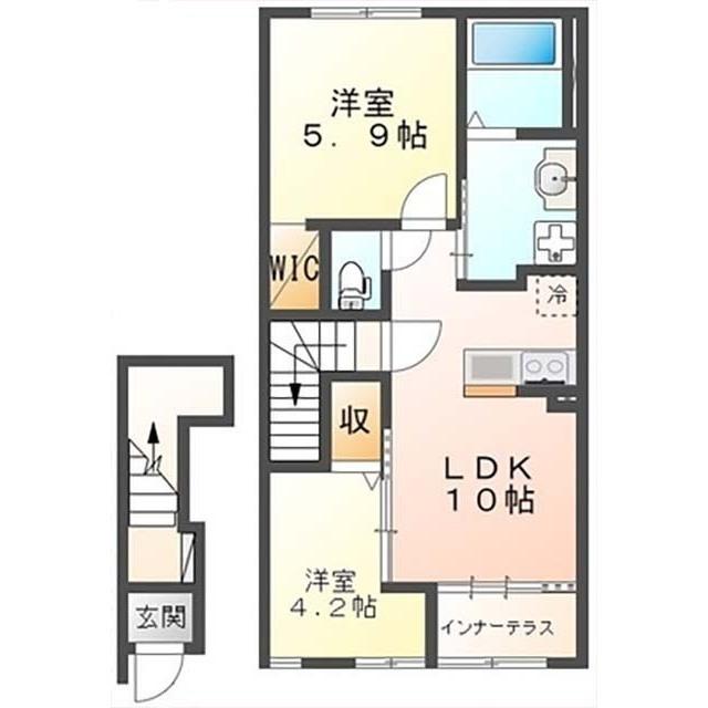 桜フラッツ(2LDK/2階)の間取り写真