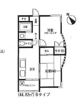 津田沼ホームズ(2DK/2階)の間取り写真