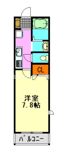 レッドコート(1K/3階)の間取り写真