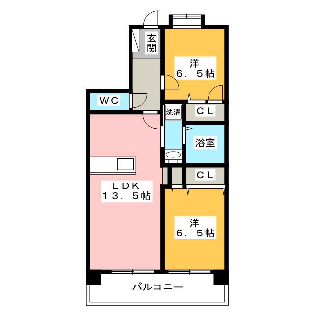 バルセロナ箱崎(2LDK/6階)の間取り写真