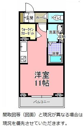 エクラール白梅(ワンルーム/1階)の間取り写真