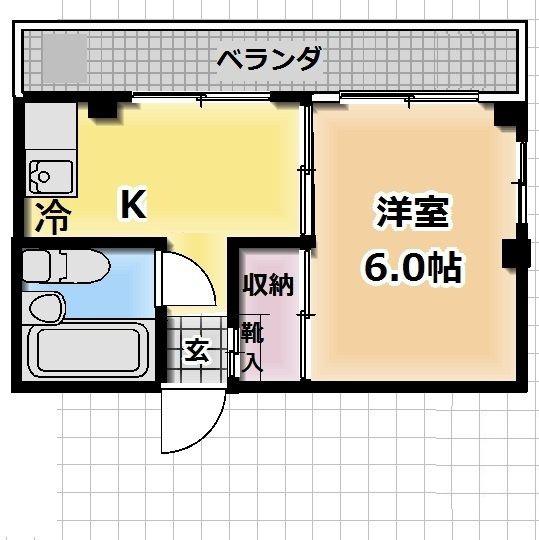 コーポ宇田川(1K/2階)の間取り写真