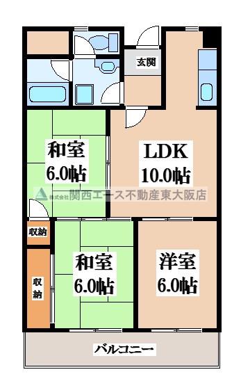 ハピネス48(3LDK/3階)の間取り写真
