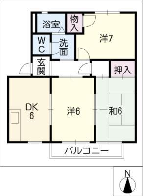 カサベルデ長谷川(3DK/2階)の間取り写真
