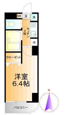 ミリアビタNO.2(1K/2階)の間取り写真
