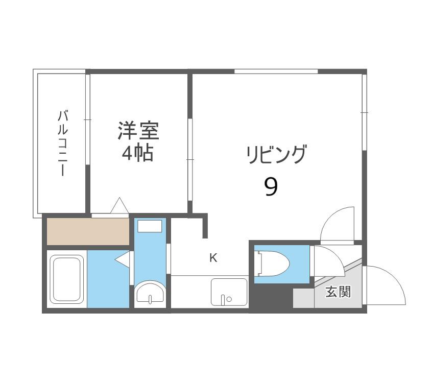 デュークYK山の手(1LDK/1階)の間取り写真