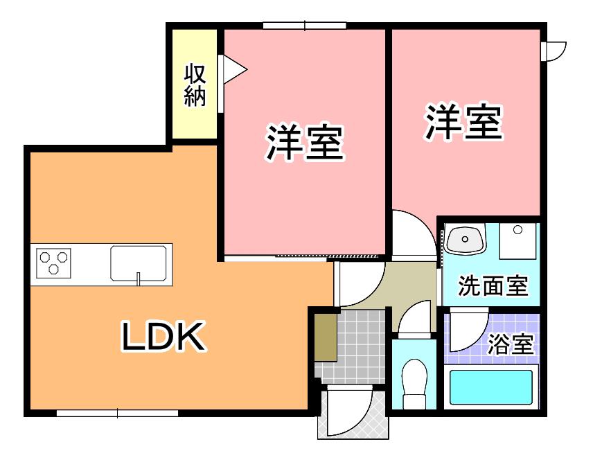 RHENIUM NOIR(2LDK/1階)の間取り写真