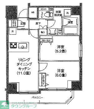 ティモーネ上野の森ノース(2LDK/5階)の間取り写真