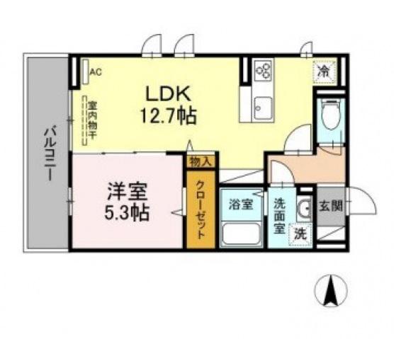 OTTS RIII(1LDK/3階)の間取り写真