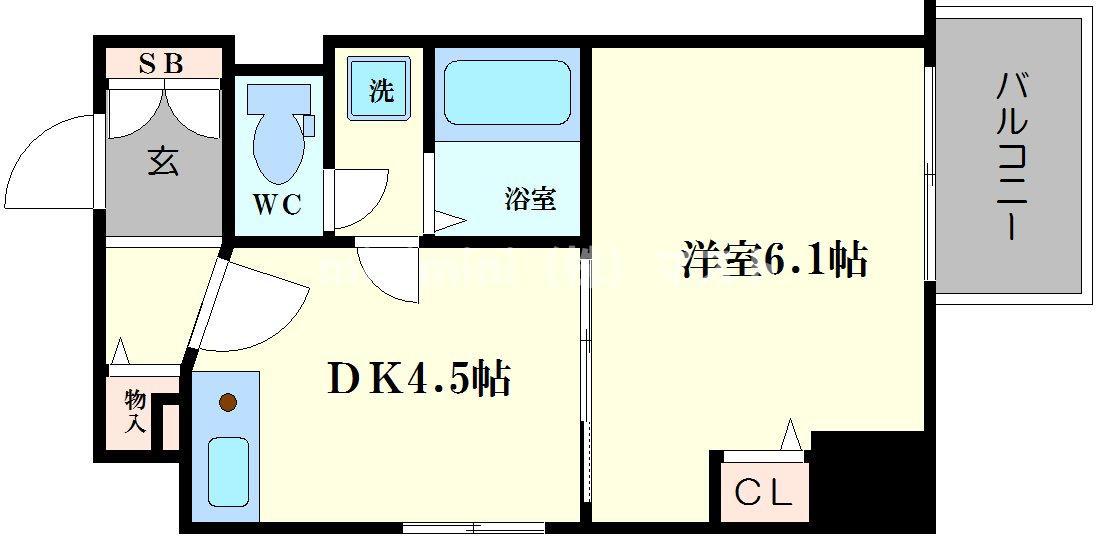 プレサンス千日前通(1DK/4階)の間取り写真