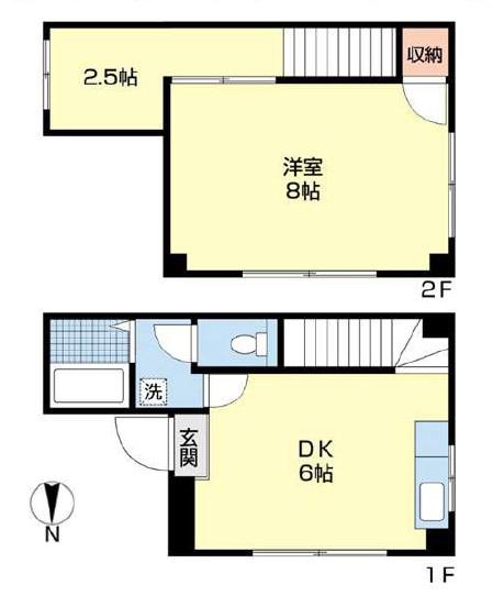 第3Kフラット(1DK/1階)の間取り写真