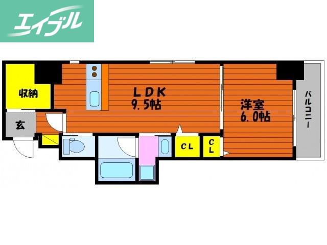ガーデン富田町(1LDK/2階)の間取り写真
