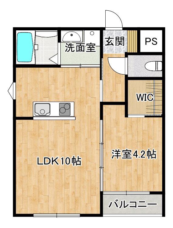 リント浜町(1LDK/2階)の間取り写真