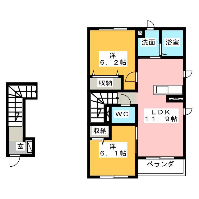 SANTE(2LDK/2階)の間取り写真