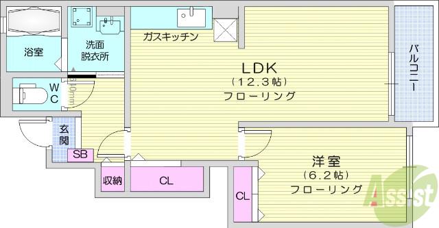 エクセルコート桑原Ⅰ(1LDK/1階)の間取り写真